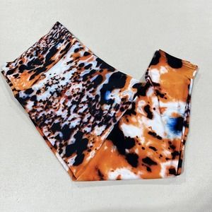 Agstract Apparel Leggings Womens 3X Orange Tie Dye Athletic Stretch Capri Fitted